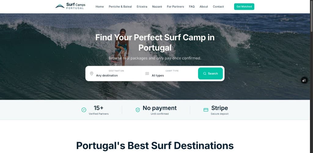 SurfCampsPortugal.pt website preview